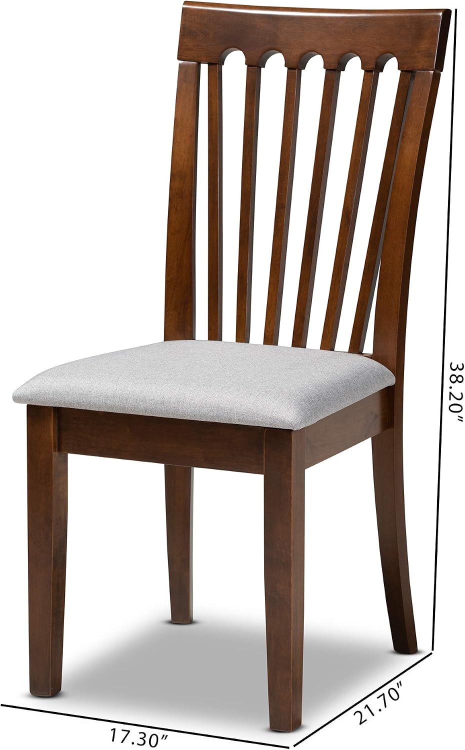 baxton studio minette dining chair - grey fabric, close-up detail