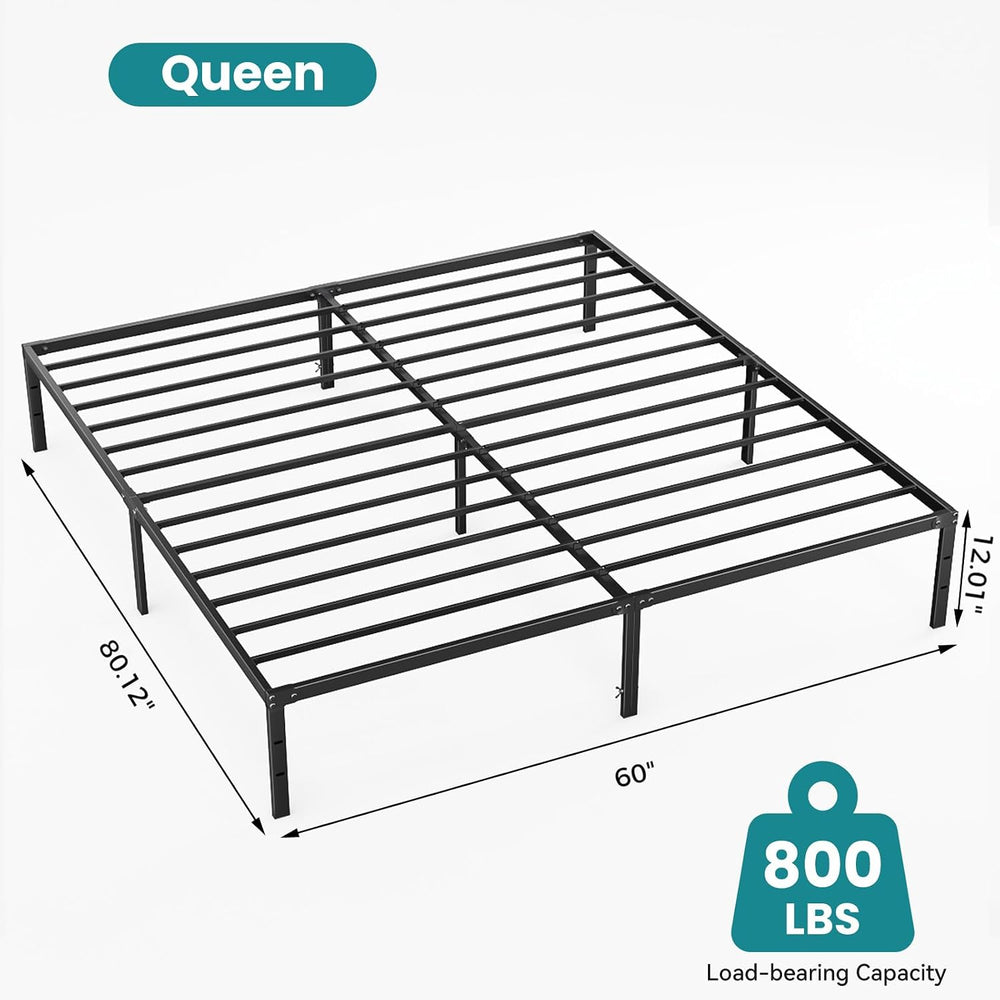 Sweetcrispy Queen Bed Frame, Metal Slats Platform Bed Frame, 12 Inch