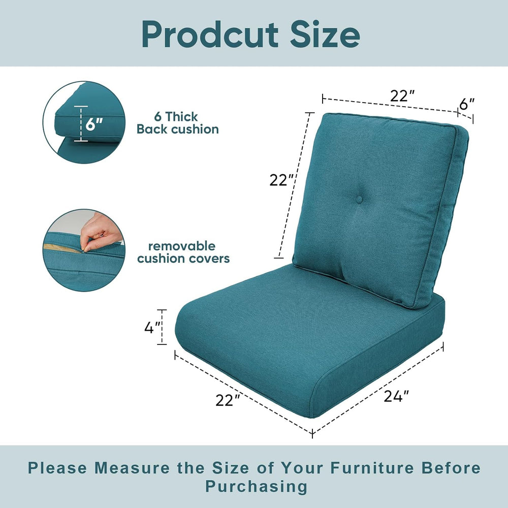 Outdoor Chair Cushions for Patio Furniture - 1 Pack Outside High Back Thick W...