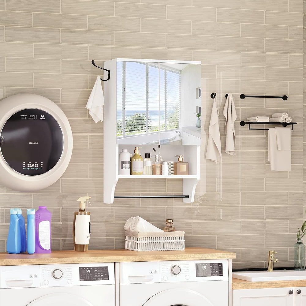 MAHANCRIS Bathroom Wall Cabinet with Mirror, Medicine Cabinet with 2 Door and...