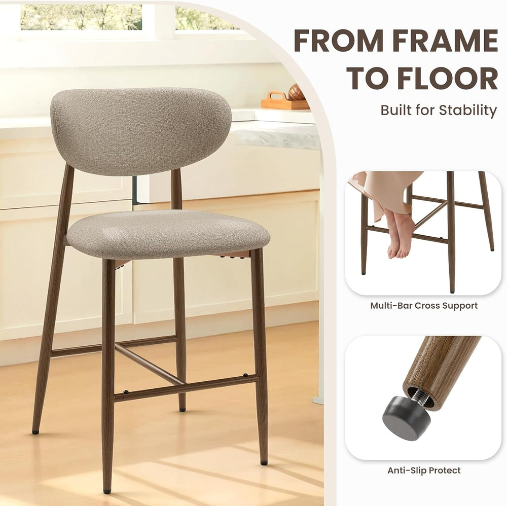 MALOL Counter Height Bar Stools with Backs Set of 4, Camel