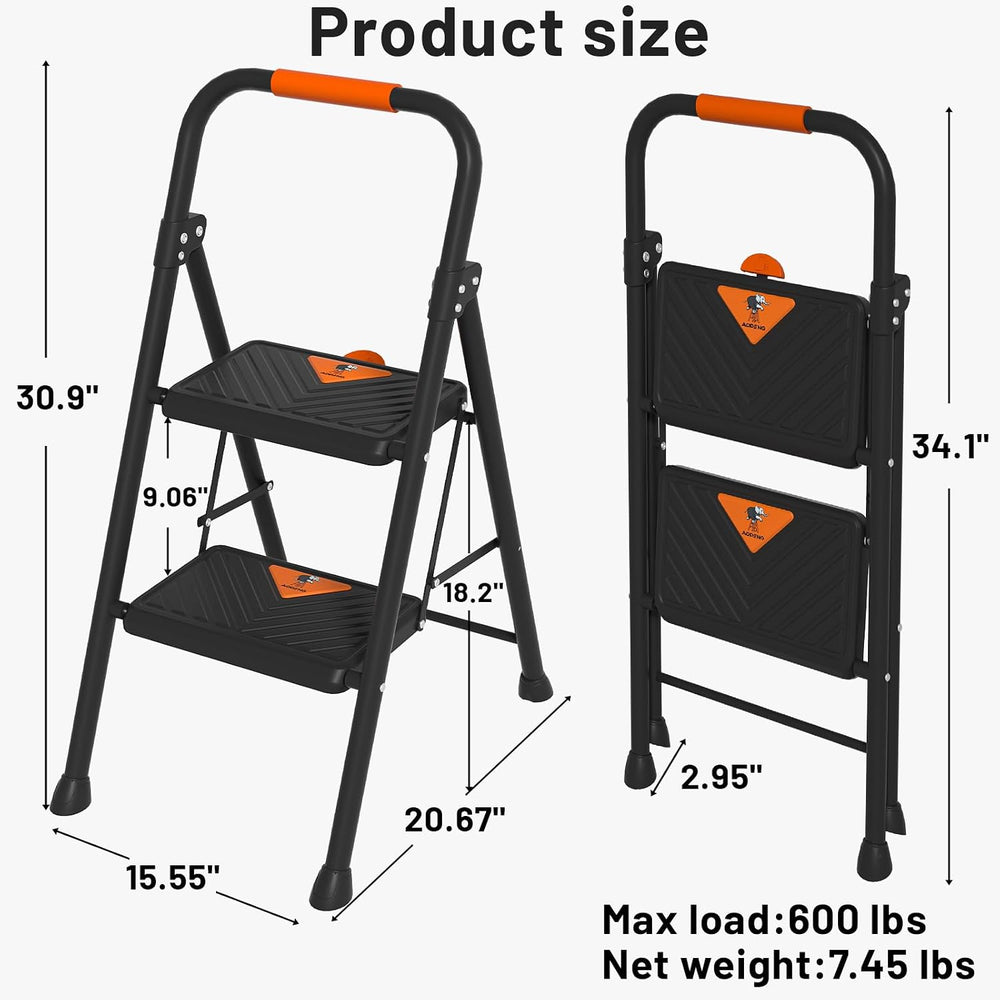 2 Step Ladder,2 Step Ladder Folding Step Stool with Extra Large