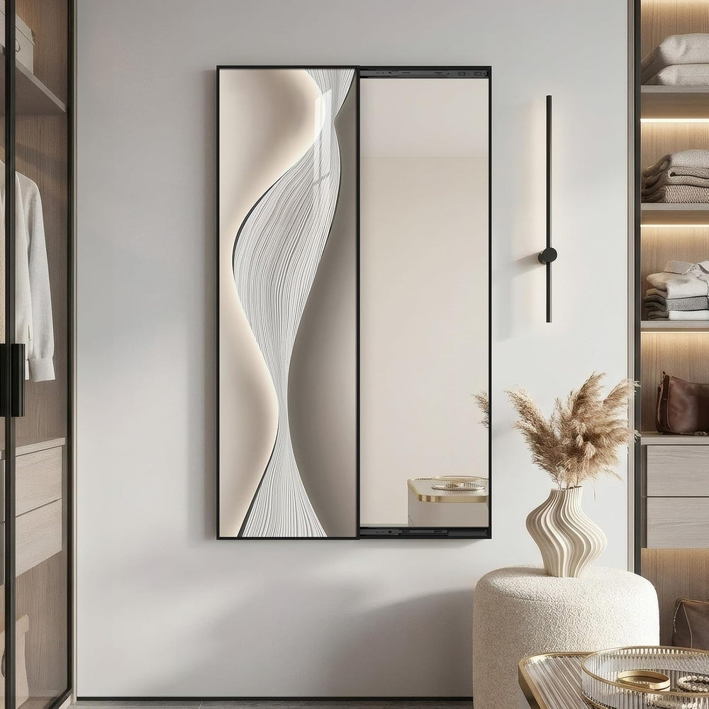 Framed Sliding Wall Mounted Full Length Mirror, Modern Full Body Mirror