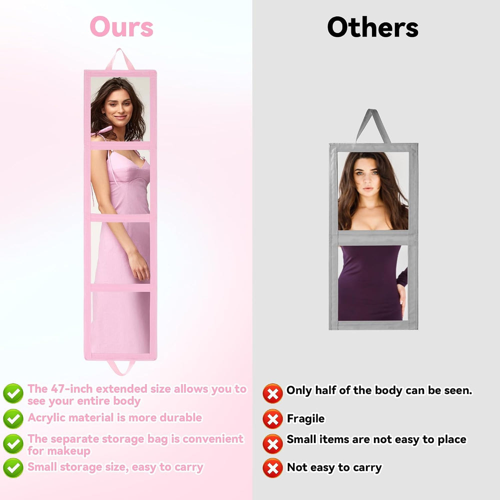 ROYALAY Foldable Full Length Mirror with Handle, 47 * 13in Four-fold Portable...