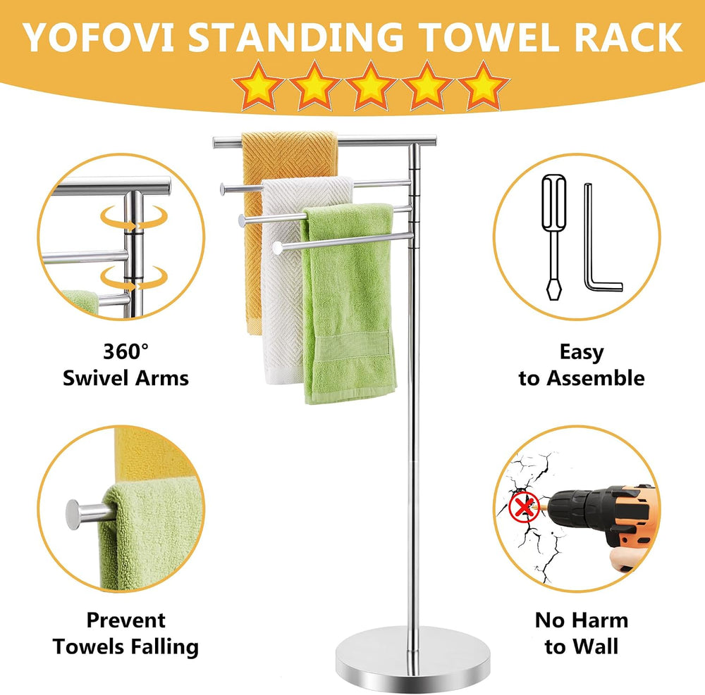 Freestanding Towel Rack, 40 Inch Tall Standing Towel Racks for Bathroom with ...
