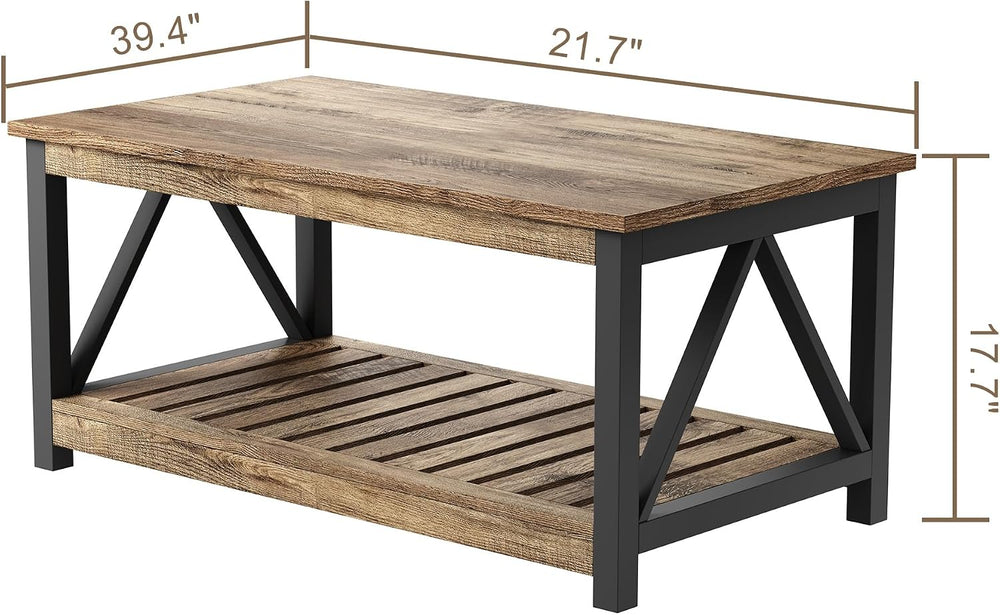 ChooChoo 40" Farmhouse Coffee Table with A-Frame Design for Living Room