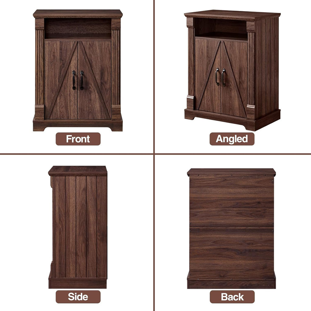 BuildHom 24" Farmhouse Storage Cabinet with Barn Doors, Coffee Bar Cabinet