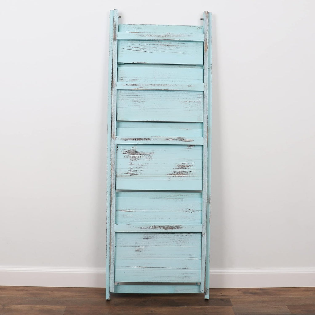 ladder shelf - distressed bookshelf - rustic ladder, side view