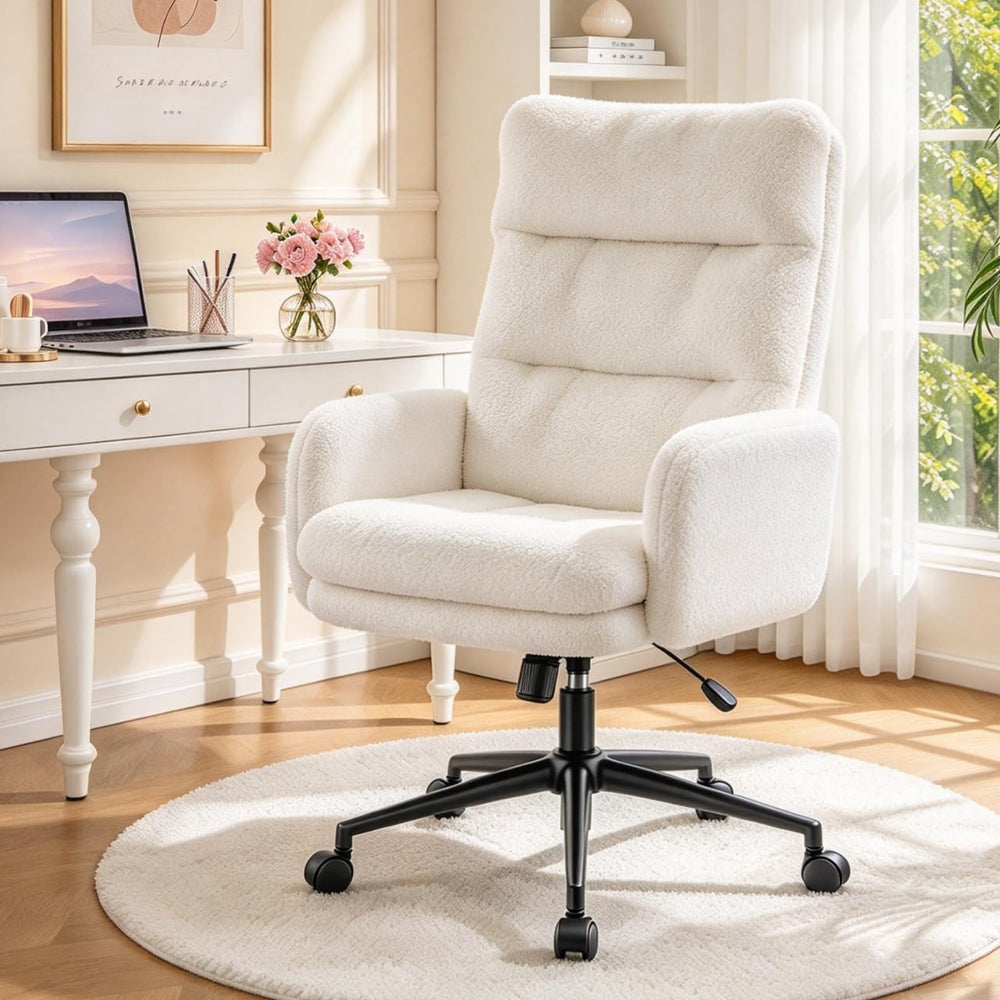 IWMH Home Office Desk Chair, High Back Comfy Swivel Chair with Armrests