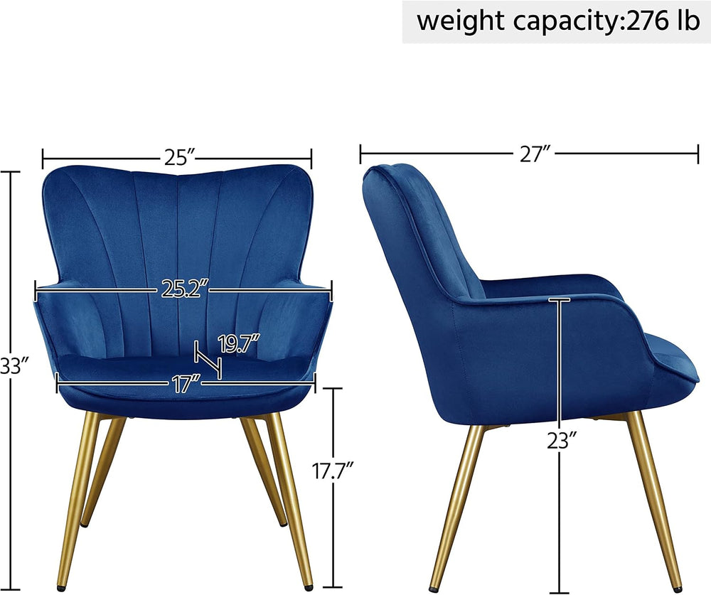 Yaheetech Accent Chair, Upholstered Armchair with Metal Legs, Blue