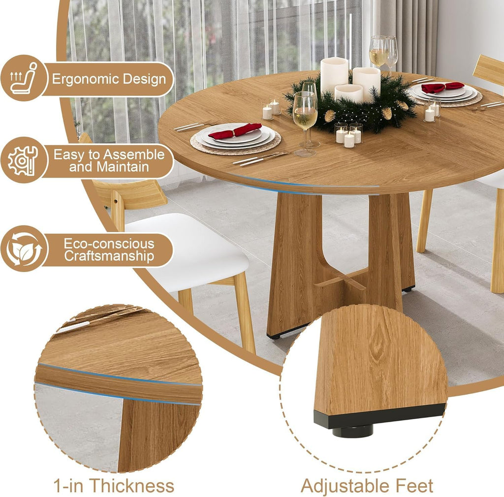 modern 5-piece dining table set with 4 chairs,oak on a desk or shelf