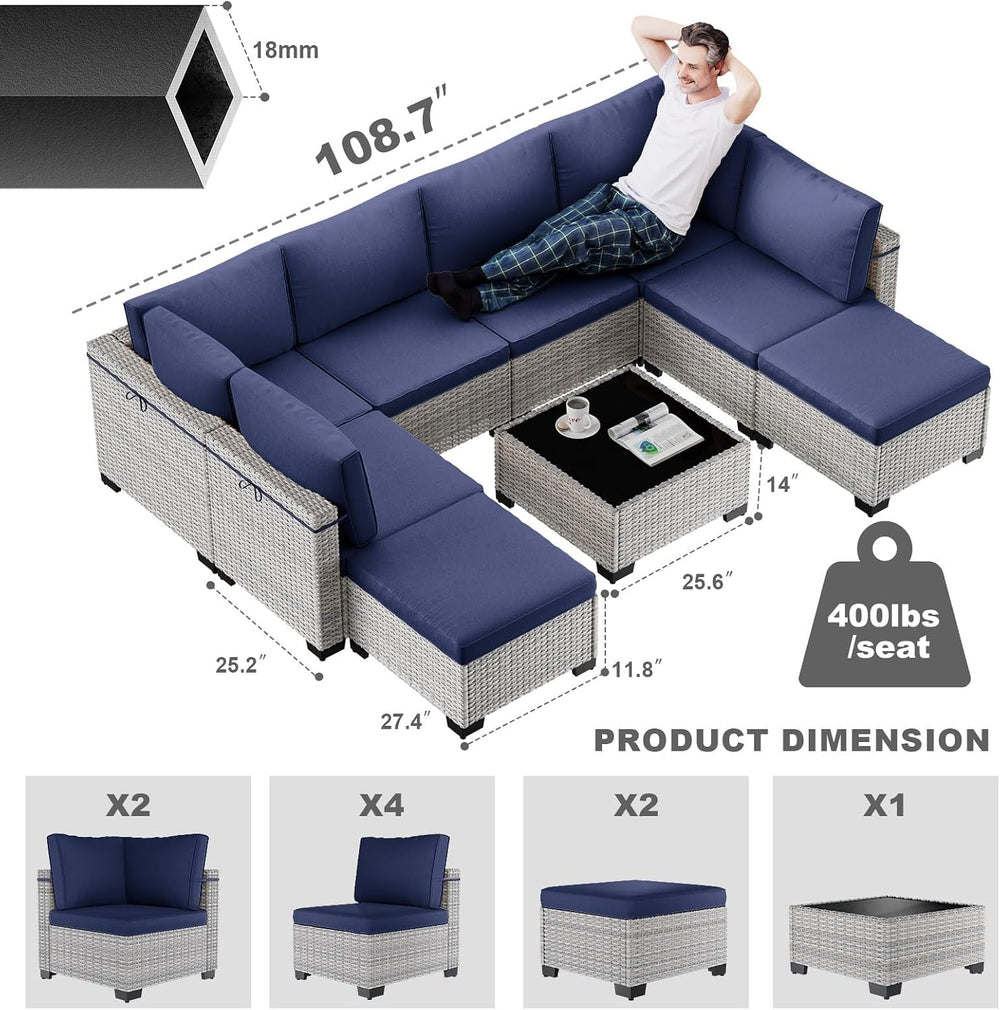 Outdoor PE Wicker Rattan Modular Patio Sectional Sofa Set