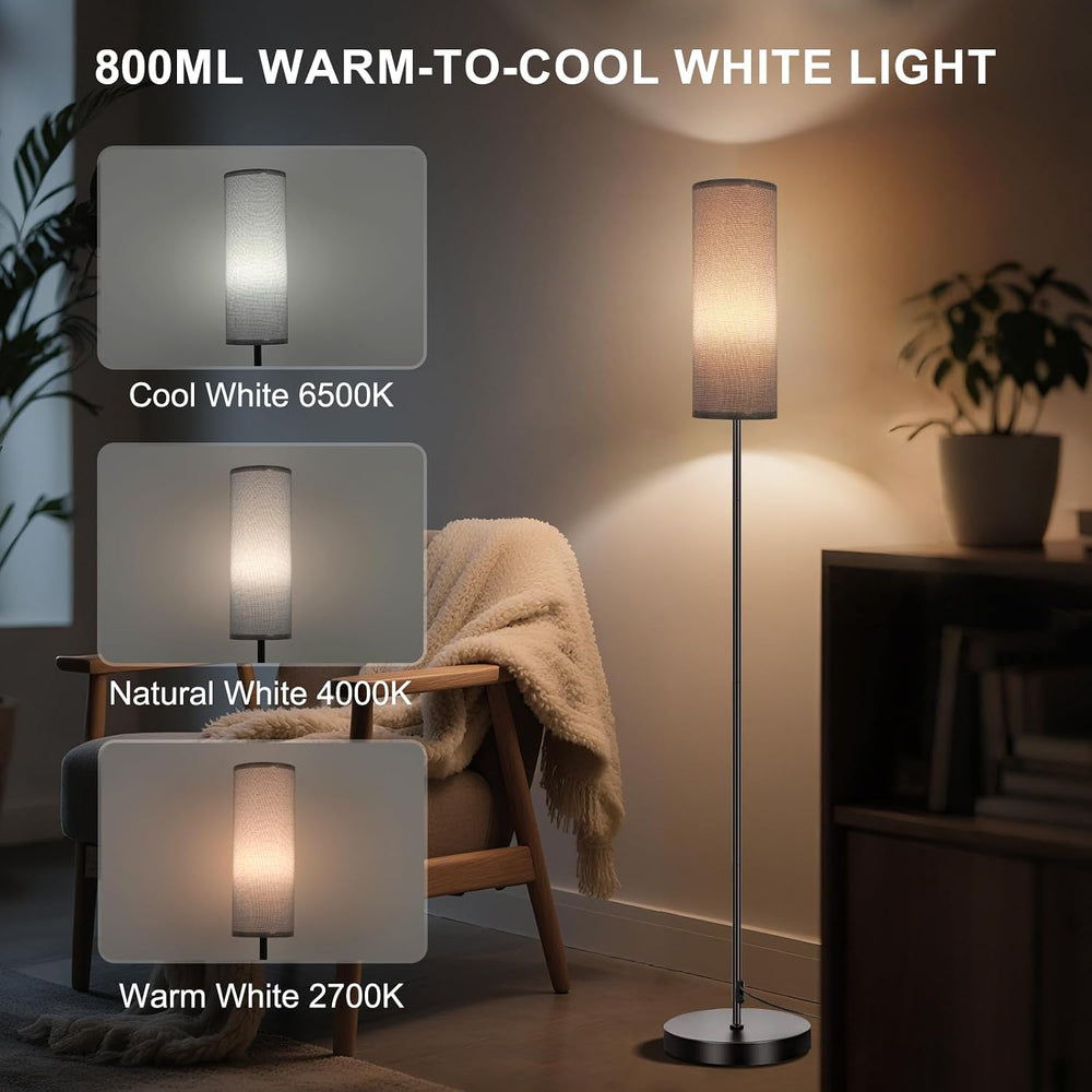FRIDEKO HOME Floor Lamp, 9W 800LM Smart Bulb, Tall Corner Lamp, Gray Shade