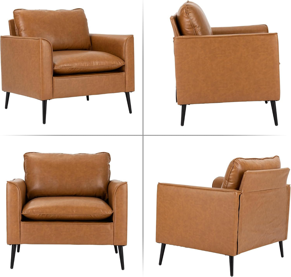 Okeysen Modern Leather Chair Set of 2, Oversized Armchair for Living Room, Mi...