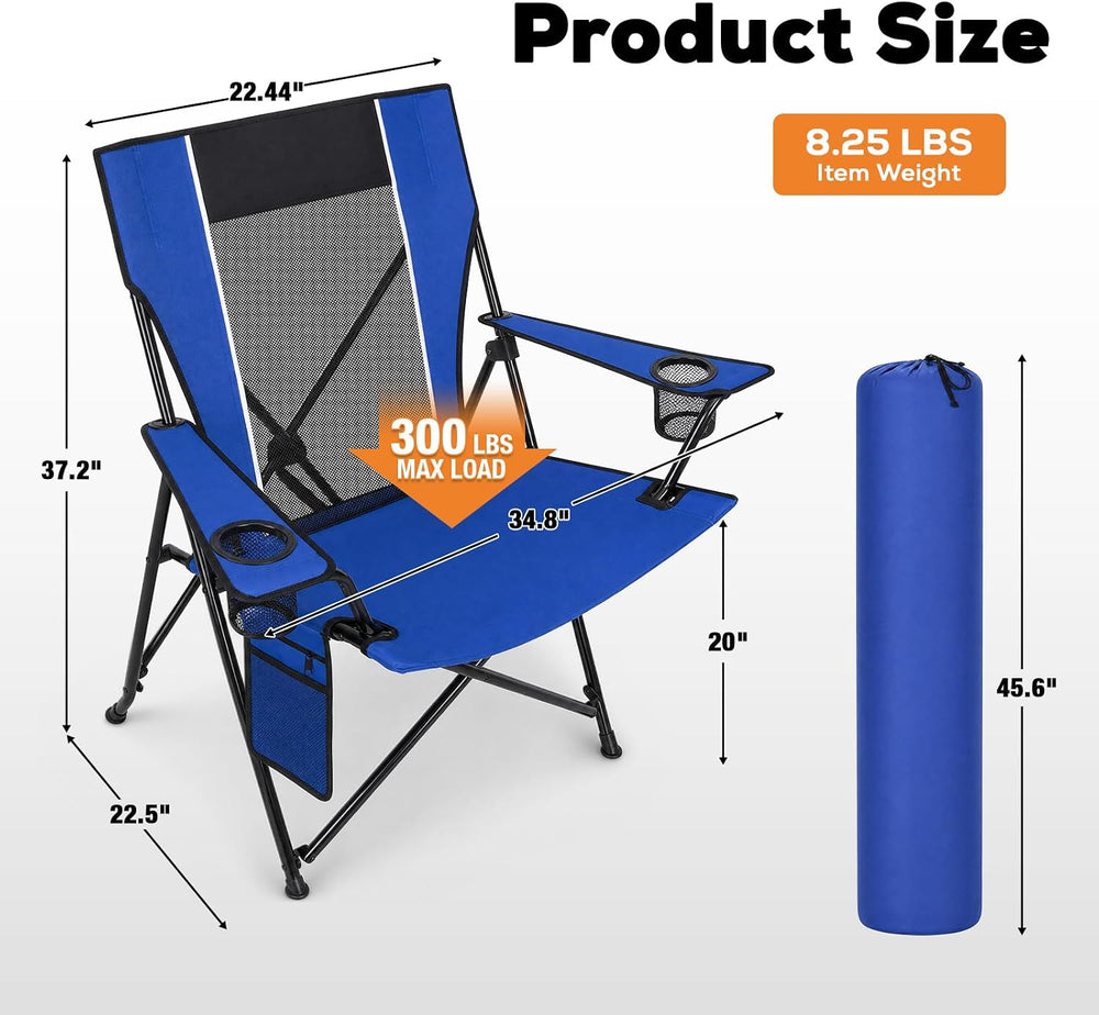 Romswi Oversized Portable Folding Camping Chair for Adults, Heavy Duty Outdoo...