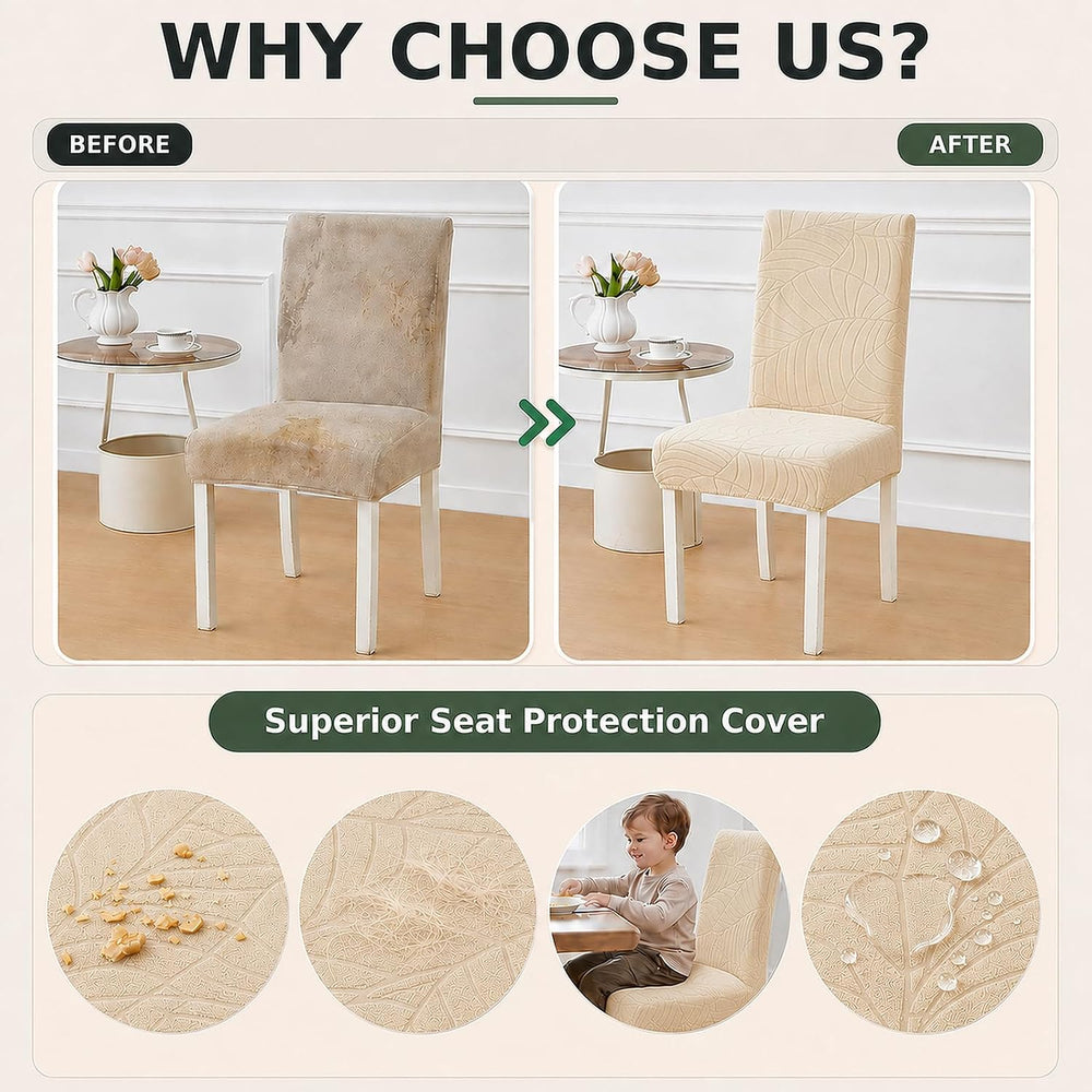 Dining Chair Covers 6 PCS Water Resistant Leaf Chair Slipcovers