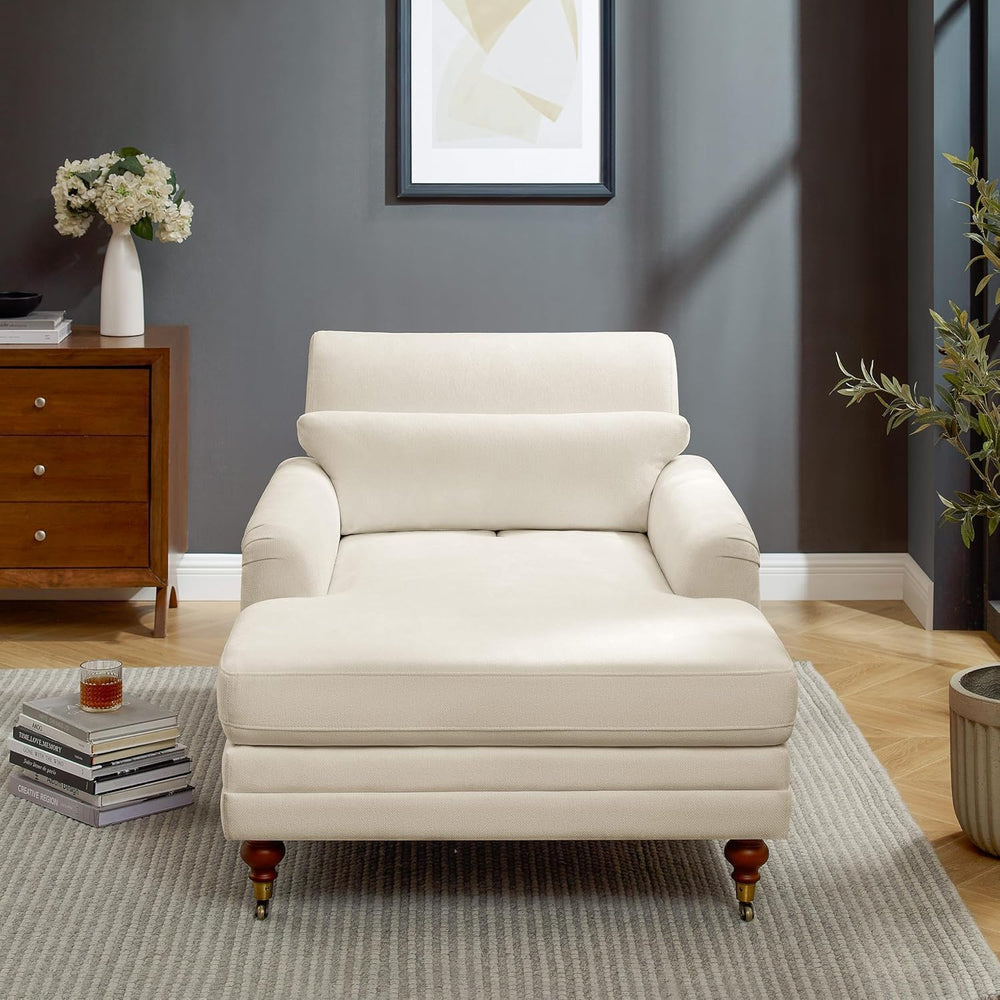 VANOMi 59.45'' Chaise Lounge Chair with Adjustable Backrest, Chenille...