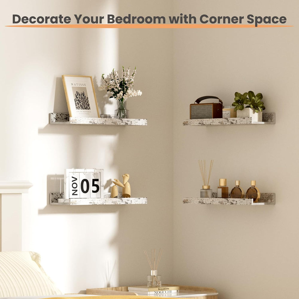 upsimples Floating Shelves for Wall Decor Storage Rustic White,6Pcs 15.7'...
