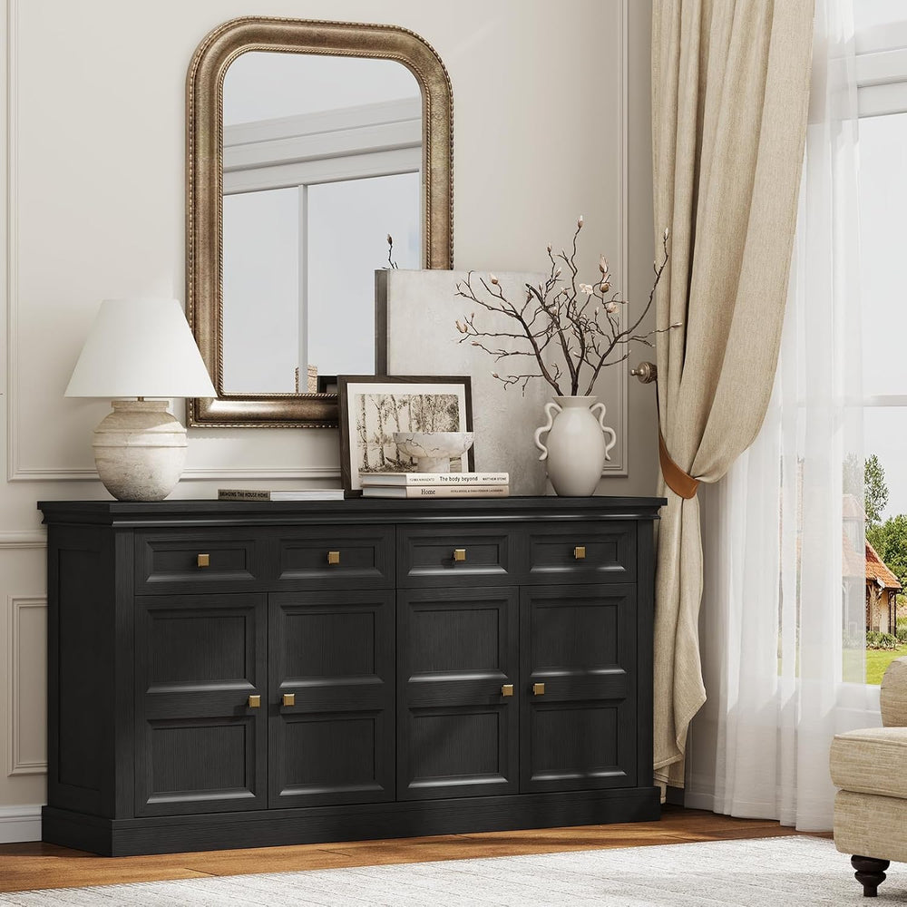 ONBRILL 63 Inch Buffet Cabinets with Storage, 4-Doors Sideboard Credenza