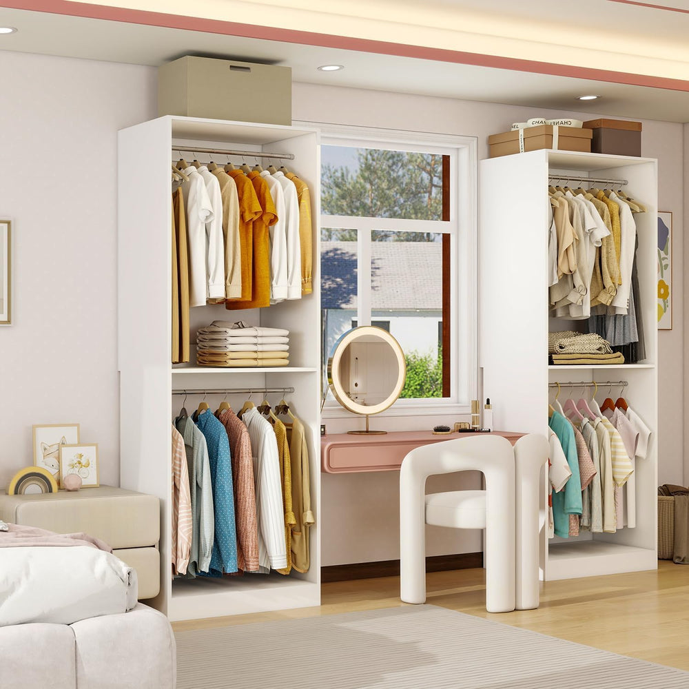 Closet System with 3 Hanging Rods& Shelf , 2FT Small Closet Organizer Sys...