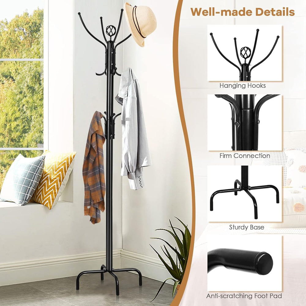 Tangkula 78 Inch Freestanding Coat Rack, Black
