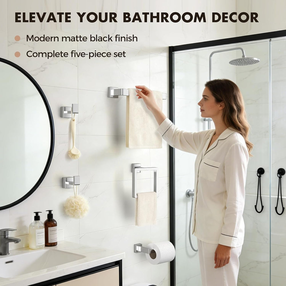 10-Pieces Brushed Nickel Bathroom Accessories Set, 16 Inch Towel Bar Set