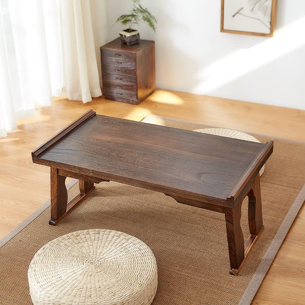 Foldable Wooden Laptop Desk, Breakfast in Bed Serving Tray, Japanese Floor Ta...