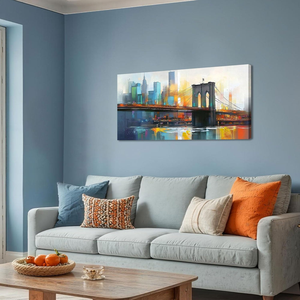 Arjun Cityscape Wall Art City Canvas Painting Artwork Large Framed 40"x2...