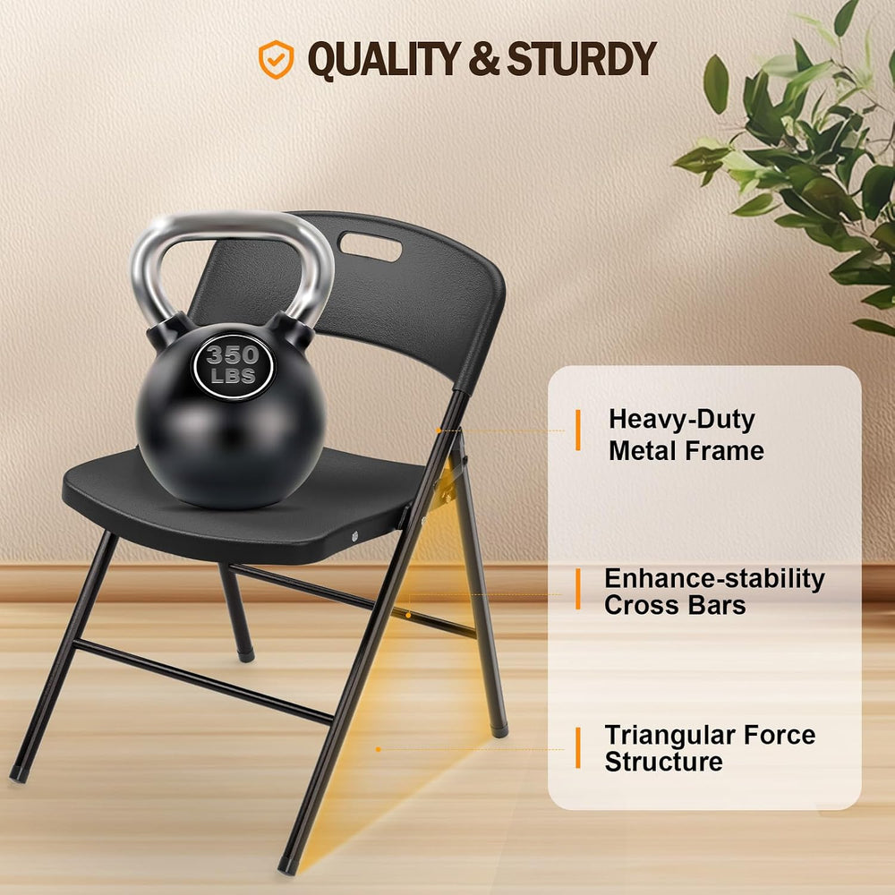 VINGLI Folding Chairs, Plastic Foldable Chair, Capacity up to 350 lbs, Portab...