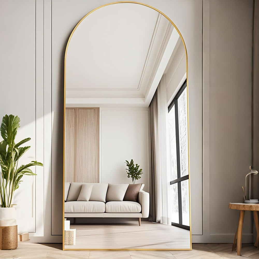 Full Length Mirror, 71″x30″Arched Large Floor Body Mirror (Gold)