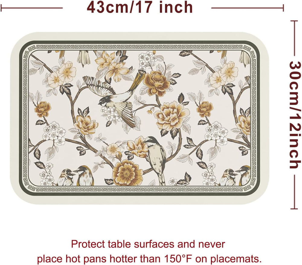 ISAENNE Vinyl Waterproof Placemats Set of 6 Rectangular,12"*17"