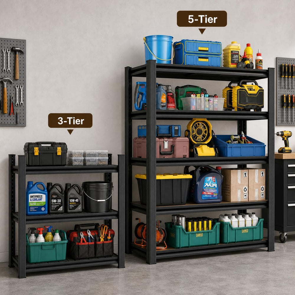 Heavy Duty 5 Tier Metal Garage Shelving, 72" H × 36" W × 16" D