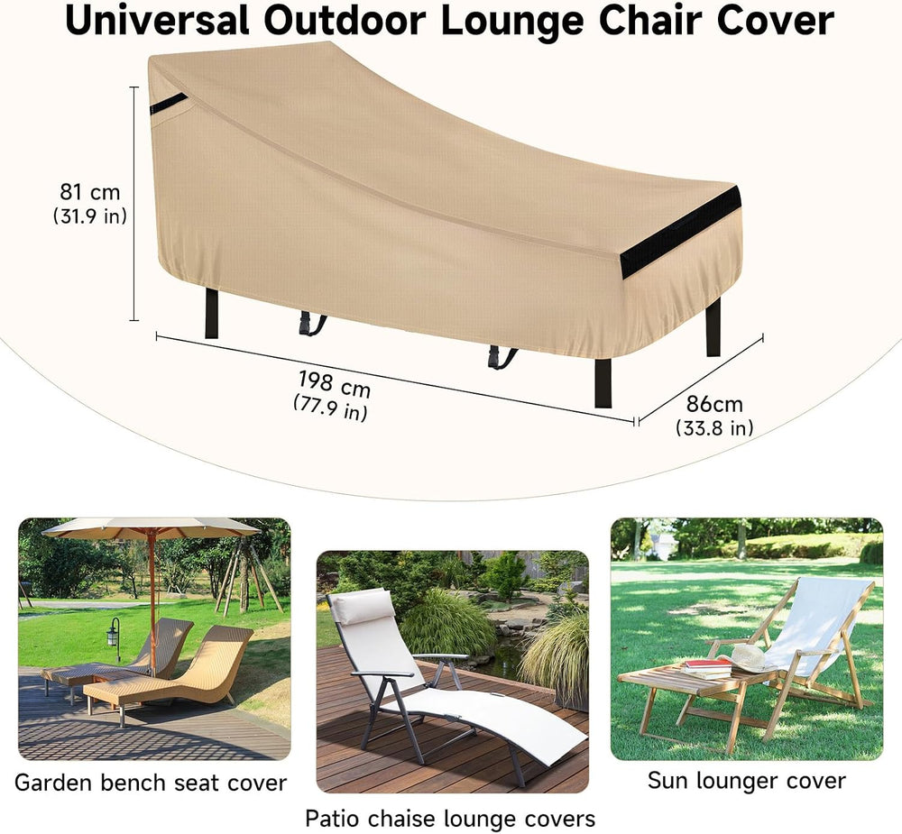 NEVERLAND Lounge Chair Covers 2 Pack 420D Waterproof Heavy Duty 78”x34“x32”