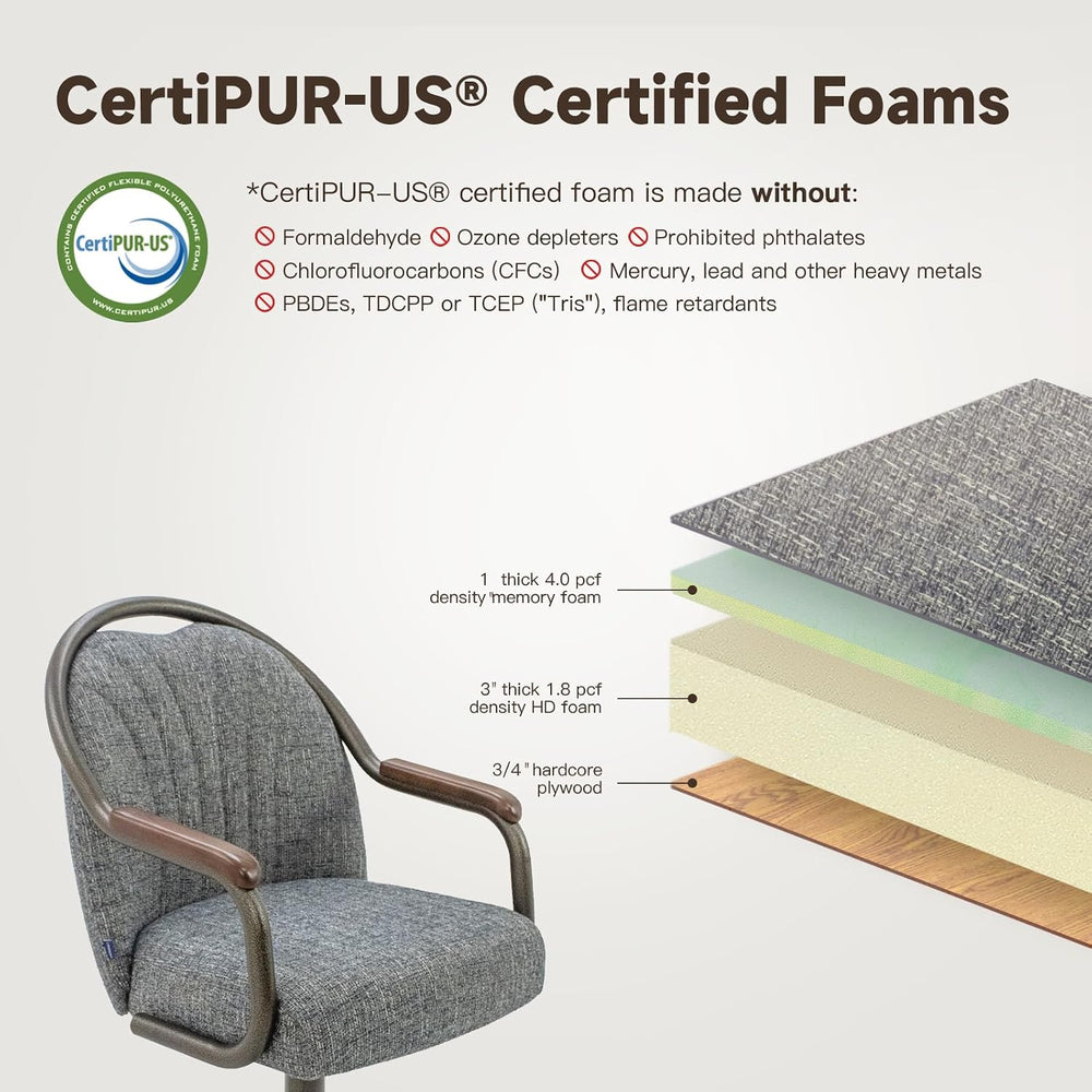 Chromcraft Medina Swivel-Tilt Caster Dining Chair - Walnut - Indigo - 2pc