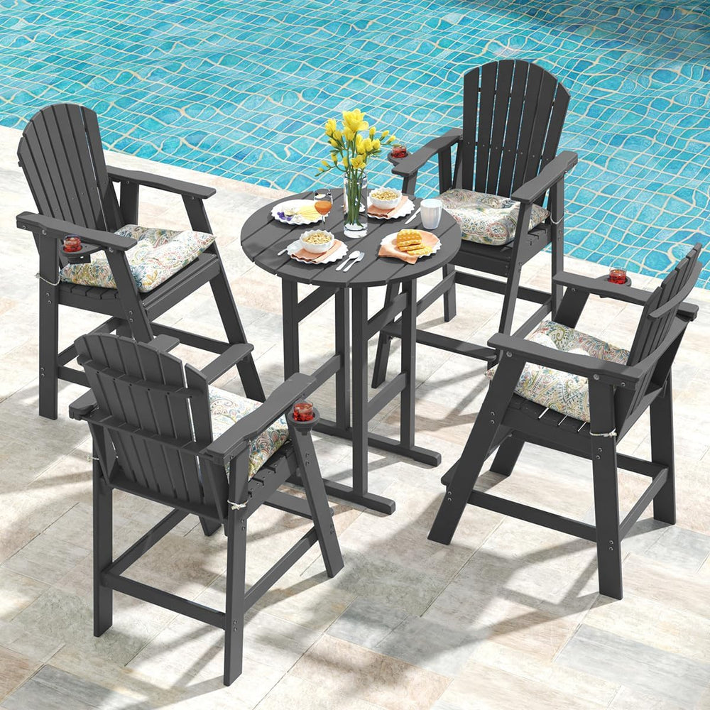 Sundale Outdoor 5 Pieces Adirondack Bar Set, Patio Counter Height Bistro