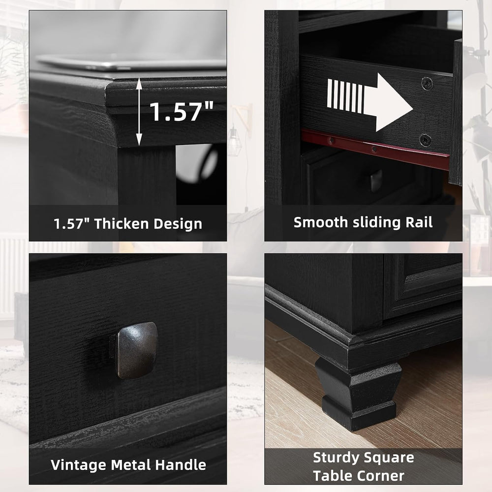 SAVOR LIFE Farmhouse Coffee and End Table Sets, Black