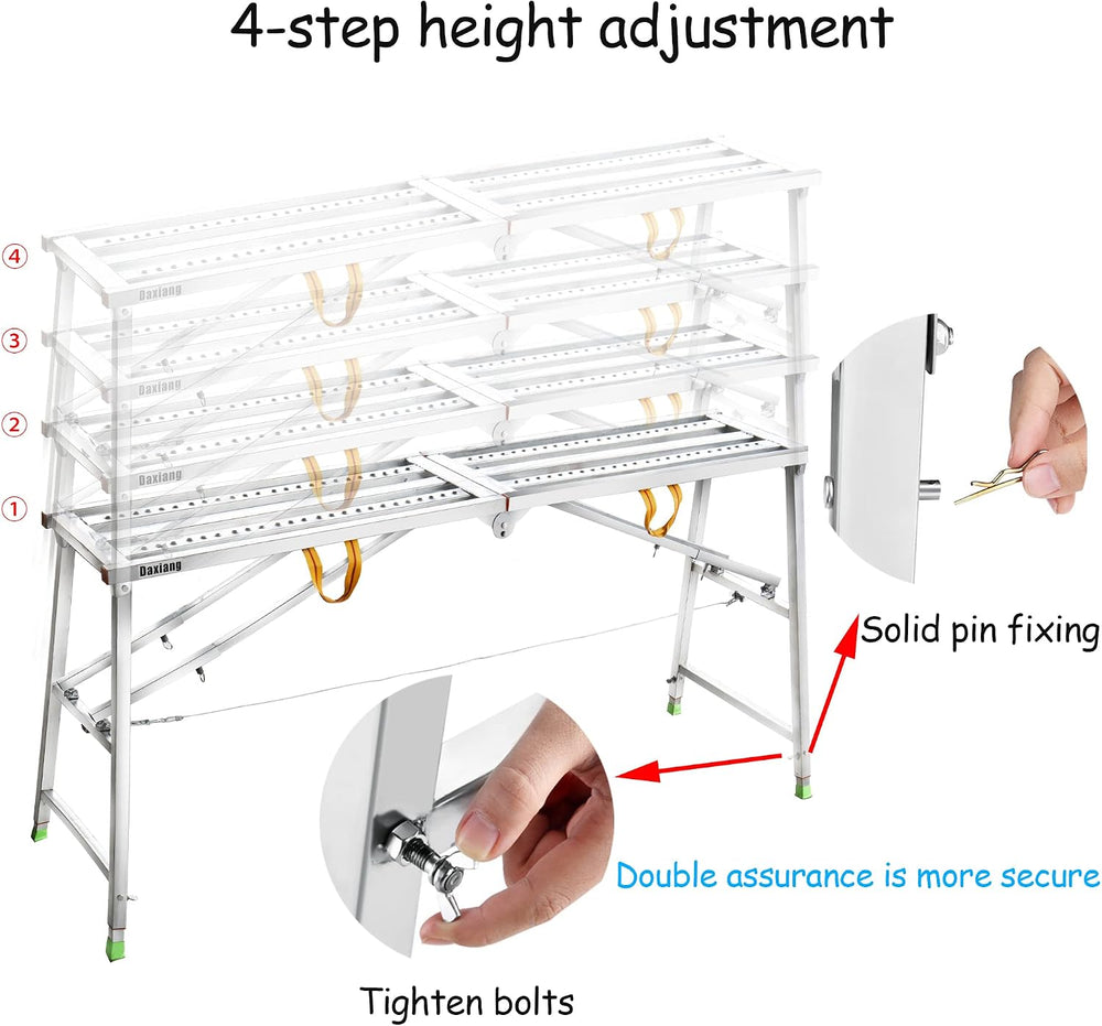 Daxiang Portable Scaffolding Platform 55(L) x15(W) x27-43(H)'' Work P...