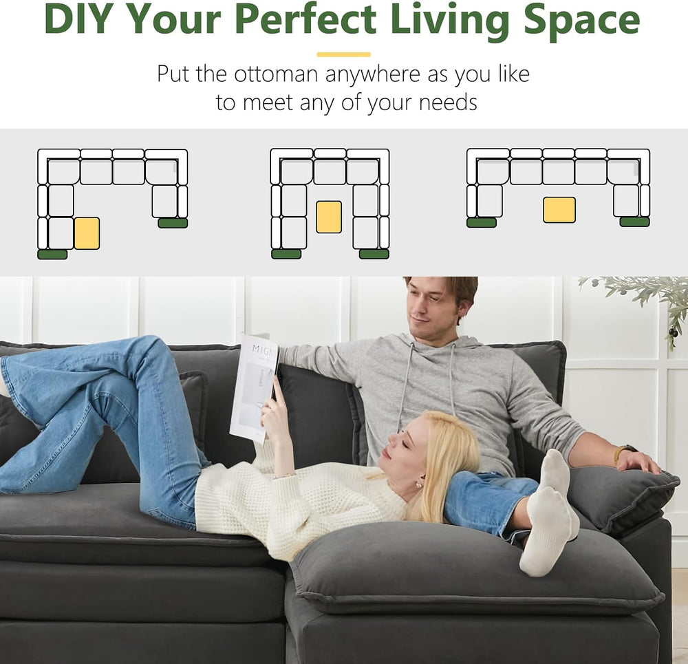 Oversized Modular Sectional Sofa Set, Convertible Deep Seat Cloud Couch with ...