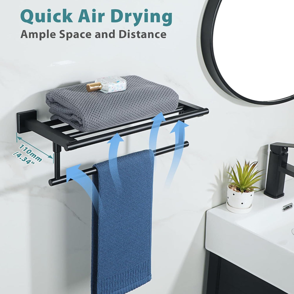 Alise Towel Racks for Bathroom Wall Mount 16 Inch,Matte Black