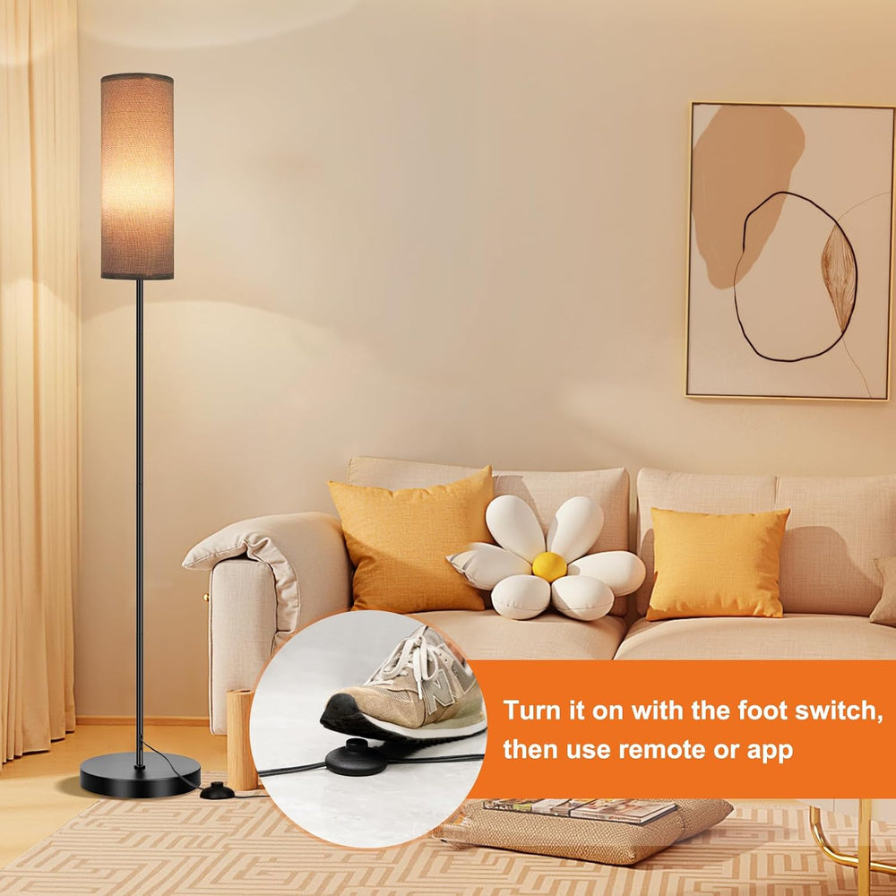 FRIDEKO HOME Floor Lamp, 9W 800LM Smart Bulb, Tall Corner Lamp, Gray Shade