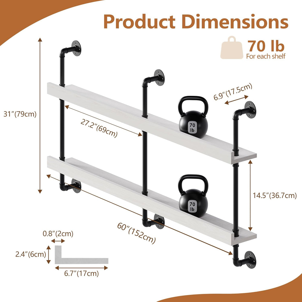 Bar Shelves, Wall Mounted Wine Rack, White, 60 Inch