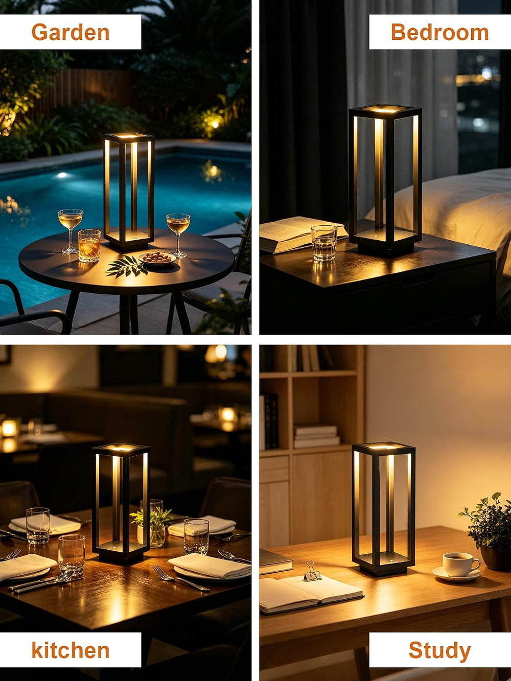Cordless Table Lamp,Outdoor Rechargeable Table Lamp 7200mAH Battery 2PCS