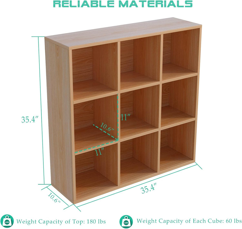 OSCHF 9-Cube Storage Shelf Bookcase, Oak