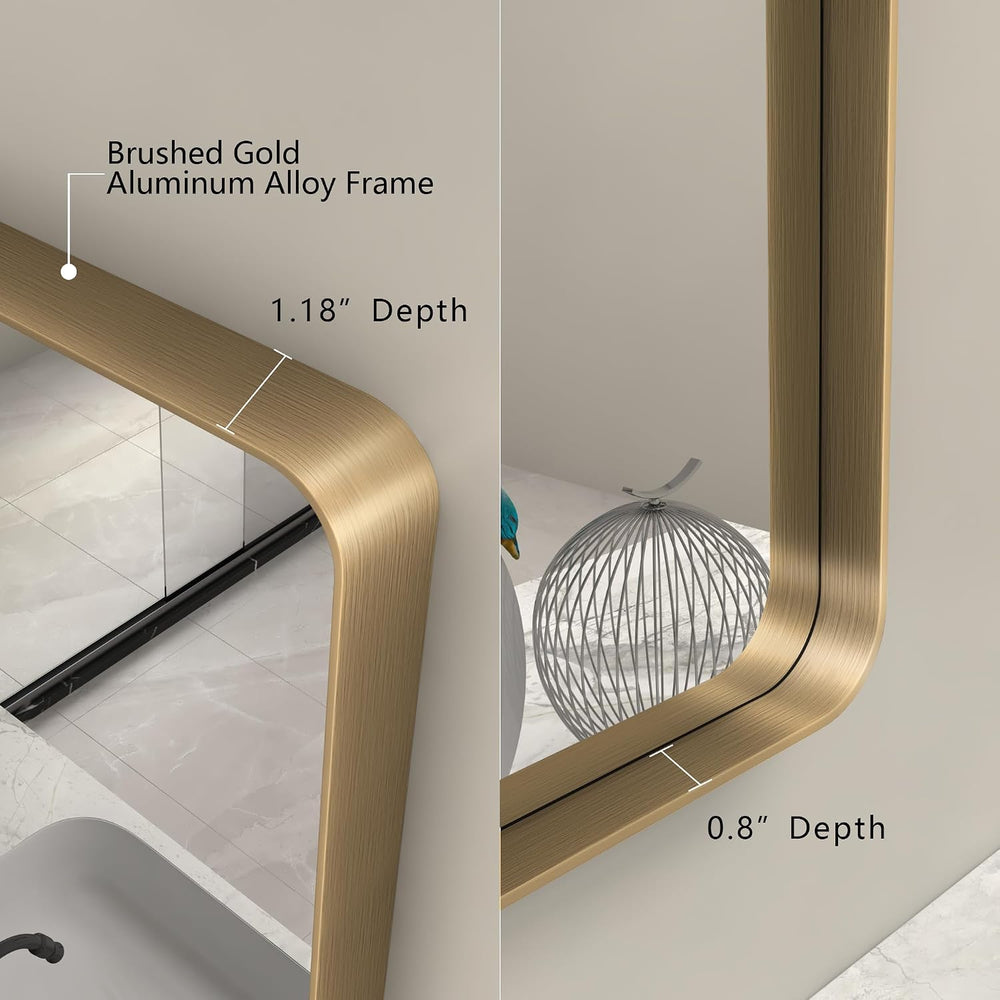 24x36 Inch Brushed Gold Bathroom Mirror