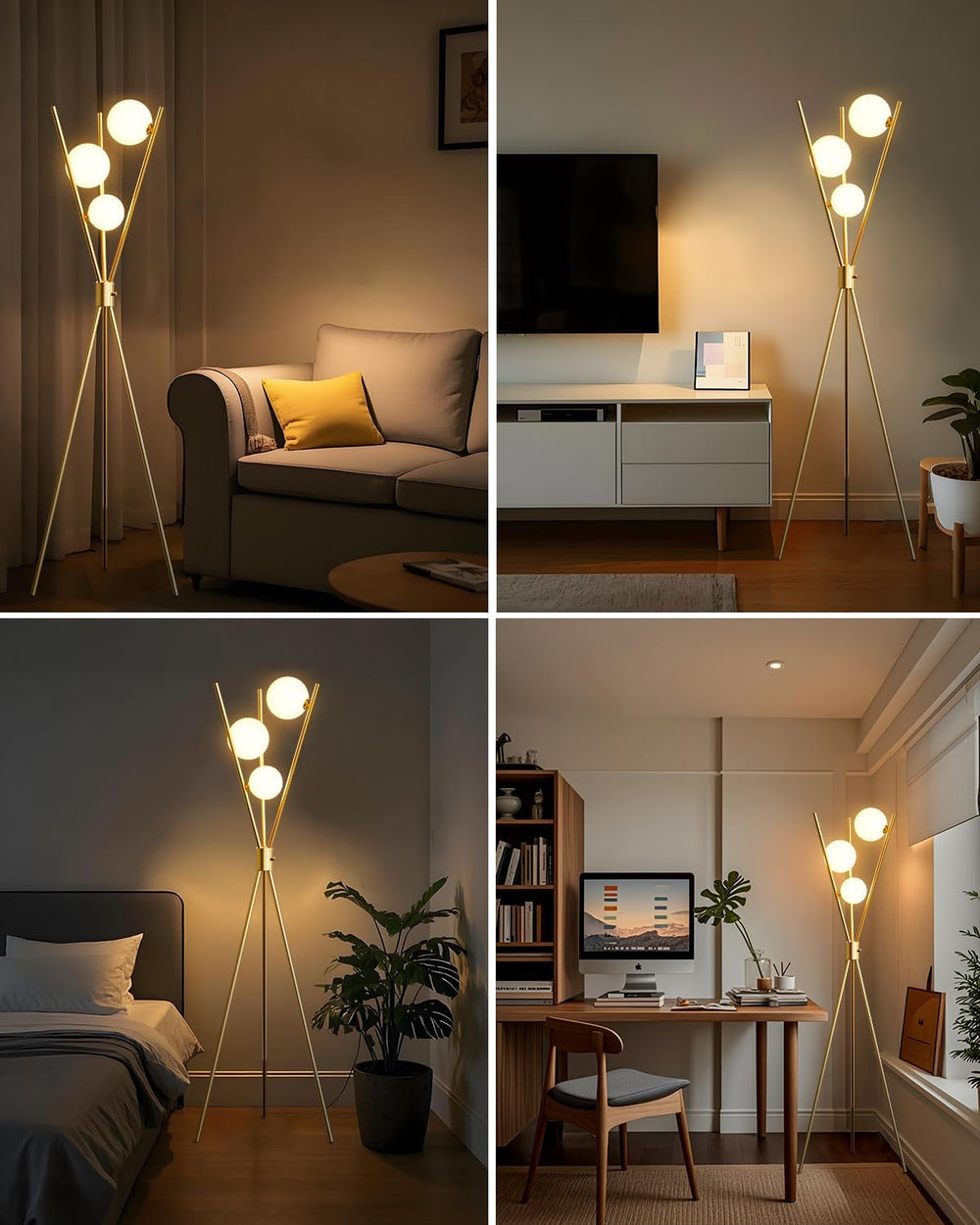 Lightdot Gold Tripod Floor Lamp Stepless Dimmable Globe Floor Lamp Modern
