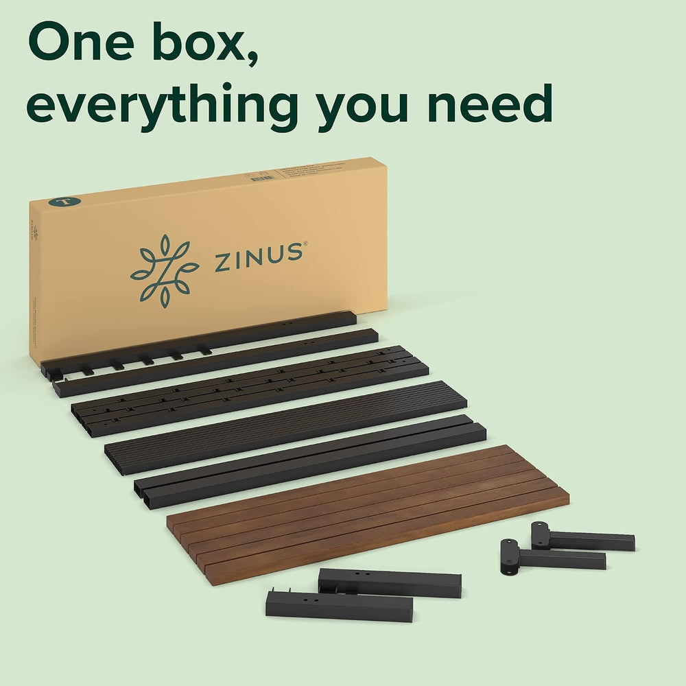 Zinus Kai Bamboo and Metal Platform Bed Frame, Sturdy Steel Frame, Twin