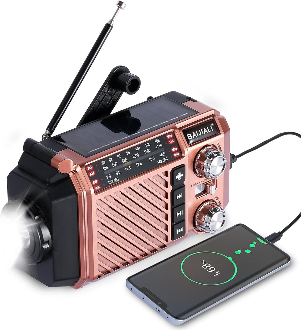 Hand Crank Emergency Weather Radio with 2600mAh/9620mWh Power Bank, NOAA AM F...