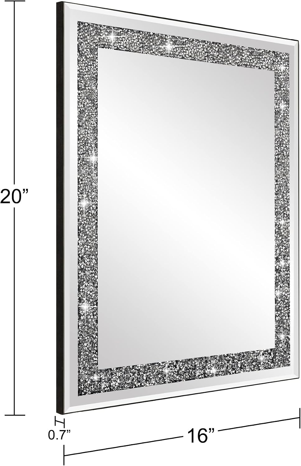 Rectangular Crystal Crush Diamond Mirror for Wall Decoration 20x16 Inch