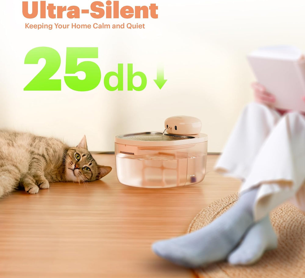Cat Water Fountain Pumpless, Pet Fountain for Cats Indoor, 3L/102oz, Automati...