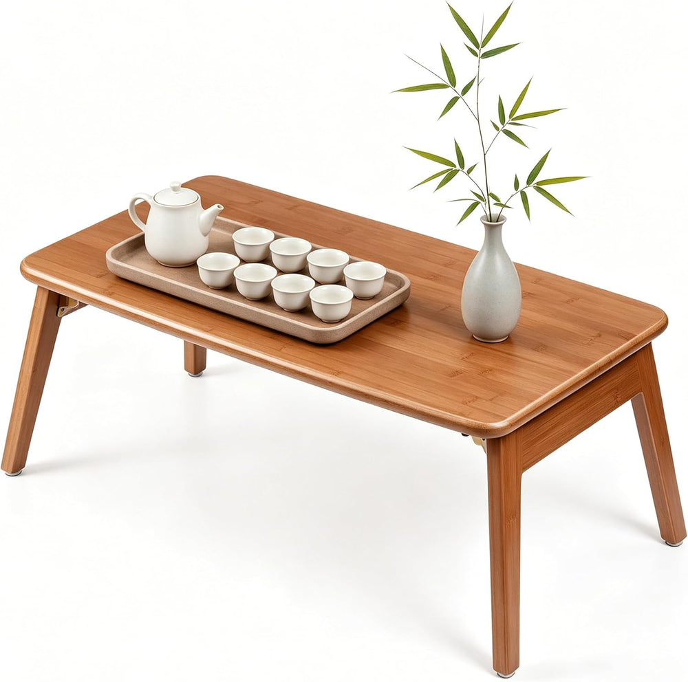 Folding Coffee Table, Japanese Bamboo Low Table for Living Room